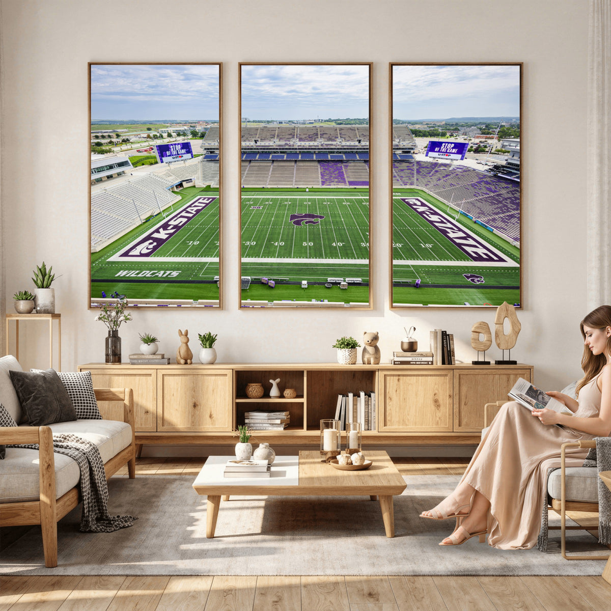 29452-MGV-CV-36X24 - KState Wildcats Football Team Print - Manhattan Bill Snyder Family Football Stadium Wall Art Canvas