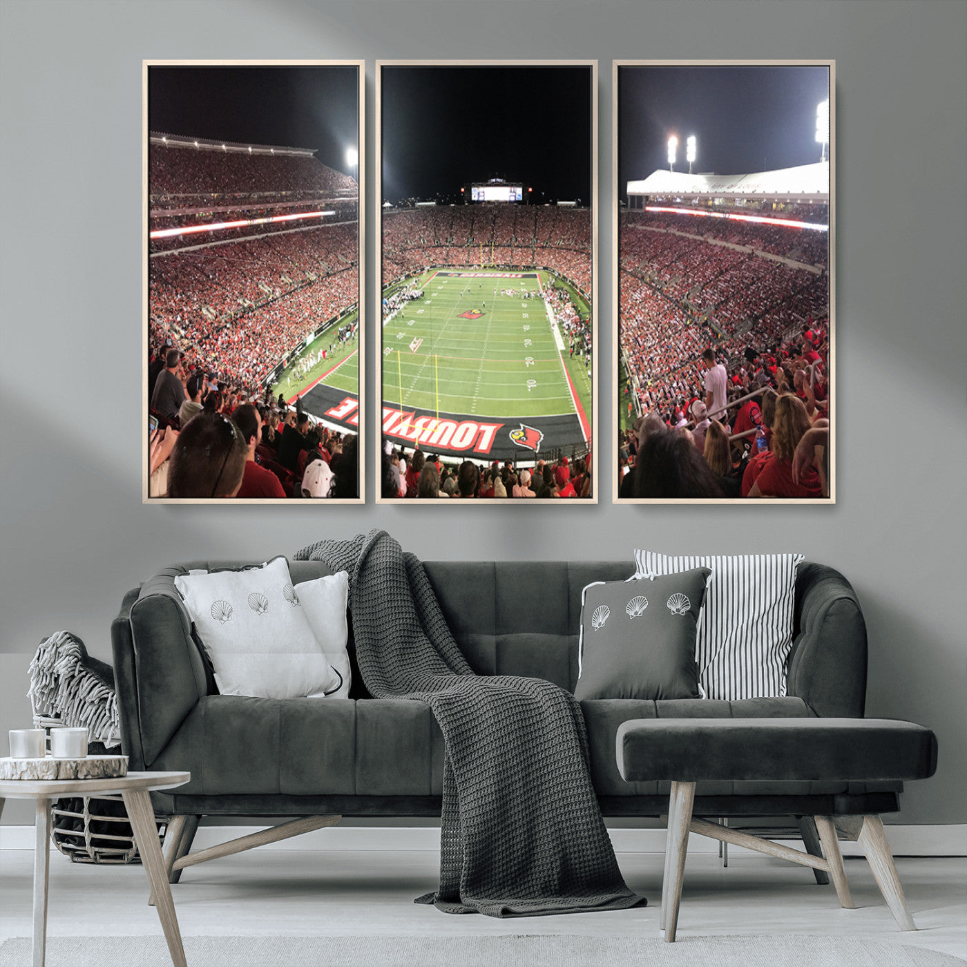 MGV-FC-48X32-3P - University of Louisville Cardinals Football Team Print - Louisville Cardinal Stadium Wall Art Canvas