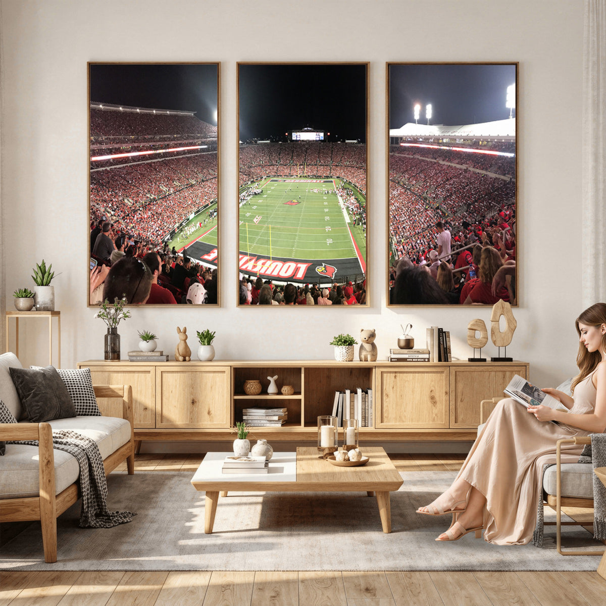 52267-MGV-CV-36X24 - University of Louisville Cardinals Football Team Print - Louisville Cardinal Stadium Wall Art Canvas