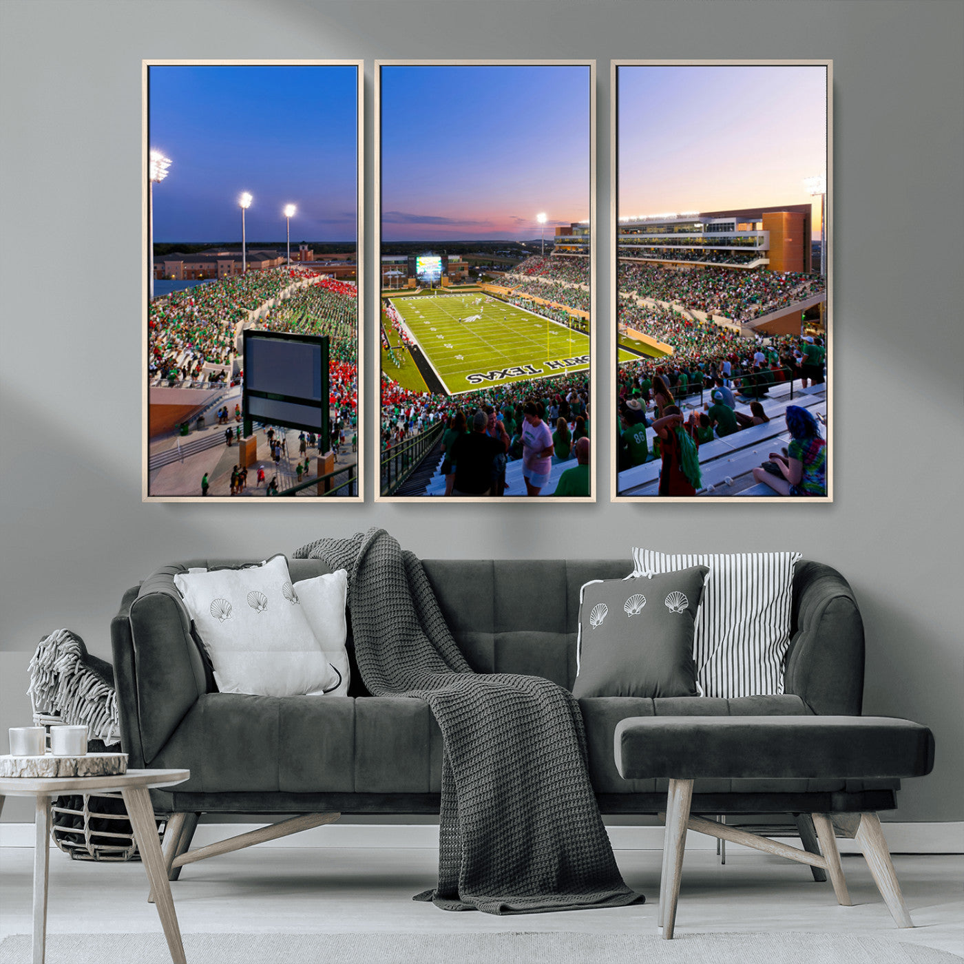 MGV-FC-48X32-3P - University of North Texas Mean Green Football Team Print - Denton DATCU Stadium Canvas Print Wall