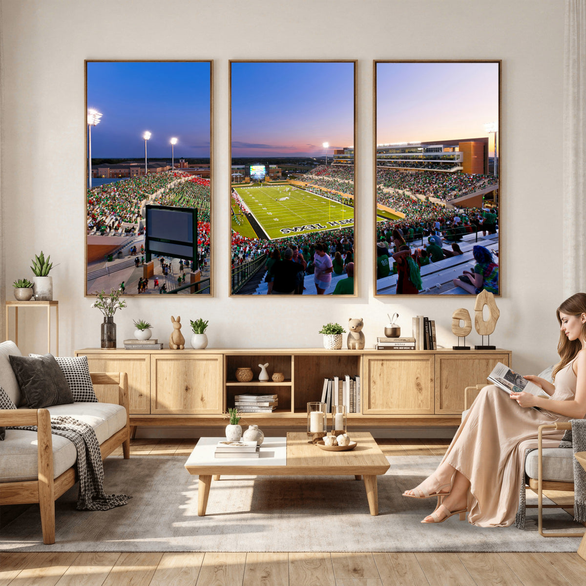 25916-MGV-CV-36X24 - University of North Texas Mean Green Football Team Print - Denton DATCU Stadium Canvas Print Wall