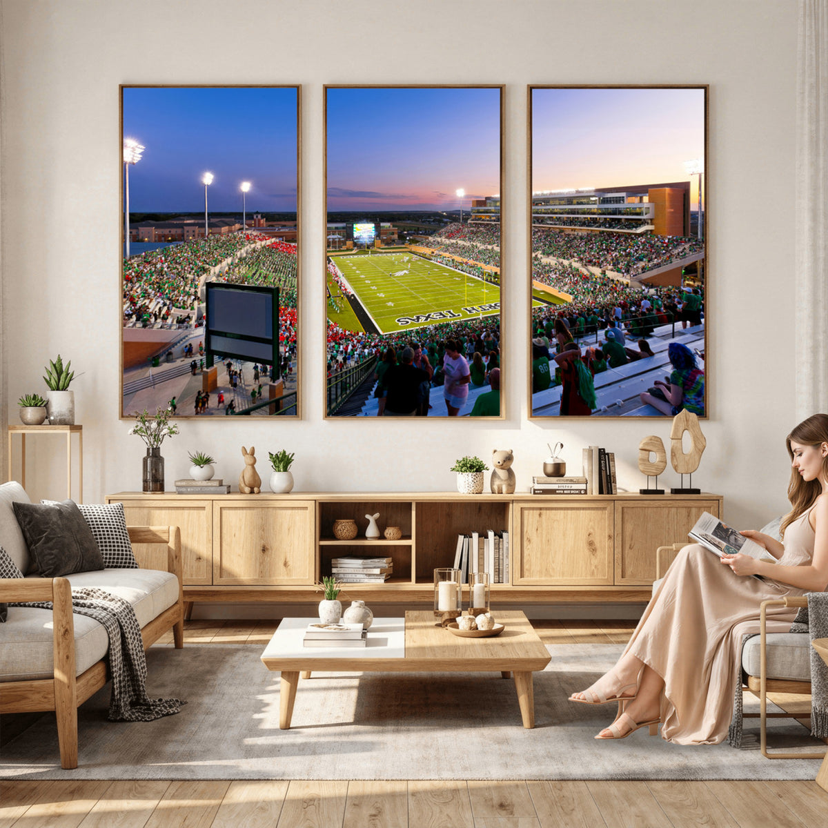 81582-MGV-CV-36X24 - University of North Texas Mean Green Football Team Print - Denton DATCU Stadium Wall Art Canvas