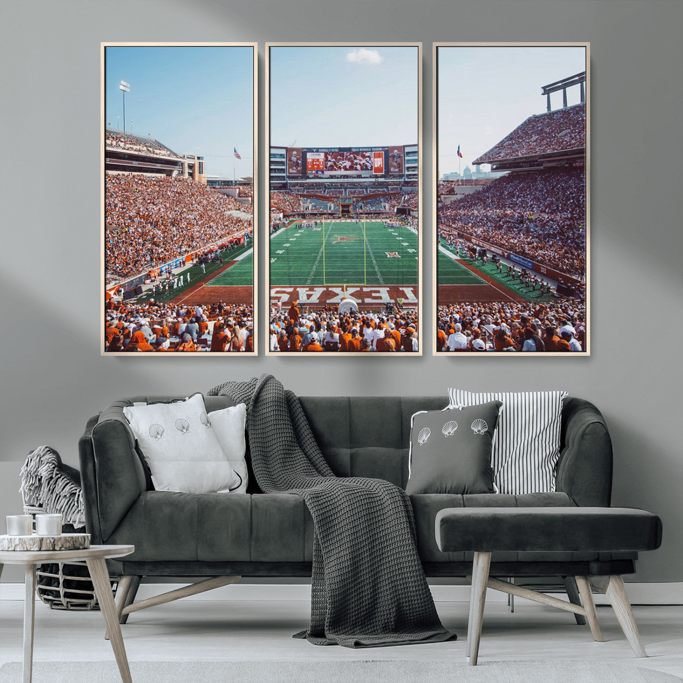 MGV-FC-48X32-3P - Framed Texas Memorial Stadium Canvas, University of Texas Longhorns Football Team Print - Austin