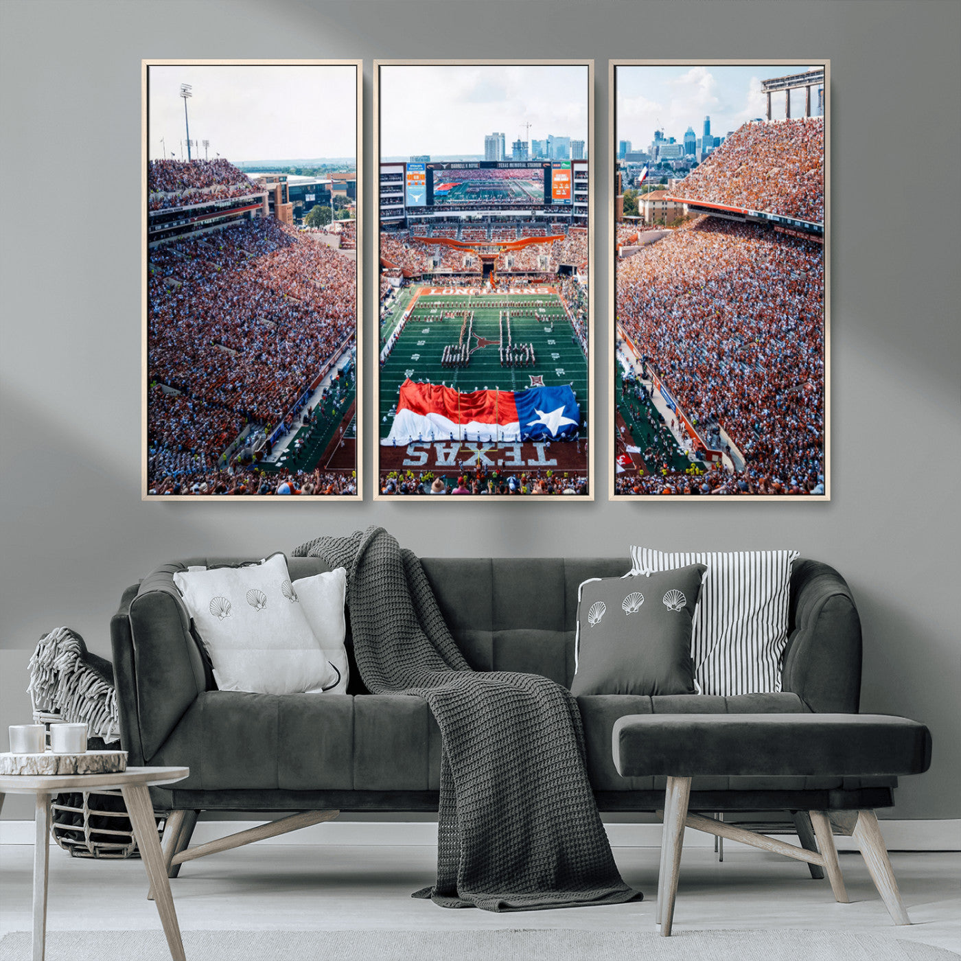 MGV-FC-48X32-3P - University of Texas Longhorns Football Team Canvas Print - Austin Darrell K Royal-Texas Memorial