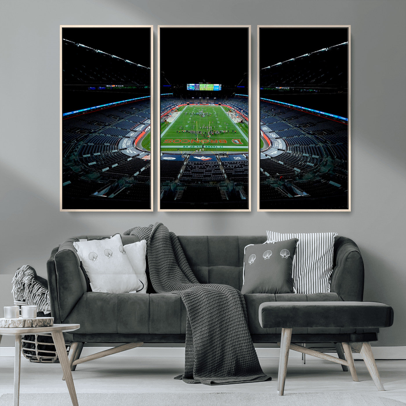 MGV-FC-48X32-3P - Denver Broncos Football Team Print Canvas- Denver Empower Field at Mile High Stadium Wall Art Canvas