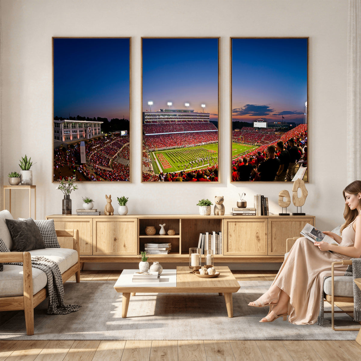 76202-MGV-CV-36X24 - Wolfpack Football Team Wall Art Print - Raleigh Carter-Finley Stadium Wall Art Canvas Print