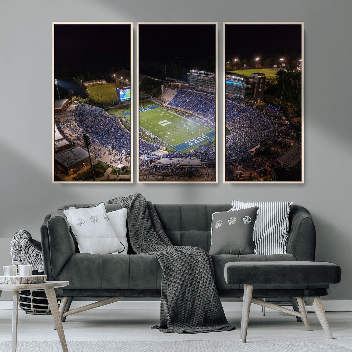 MGV-FC-48X32-3P - Duke University Blue Devils Football Print Canvas - Durham Wallace Wade Stadium Wall Art Canvas