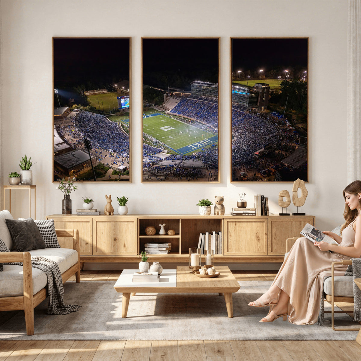 42347-MGV-CV-36X24 - Duke University Blue Devils Football Print Canvas - Durham Wallace Wade Stadium Wall Art Canvas