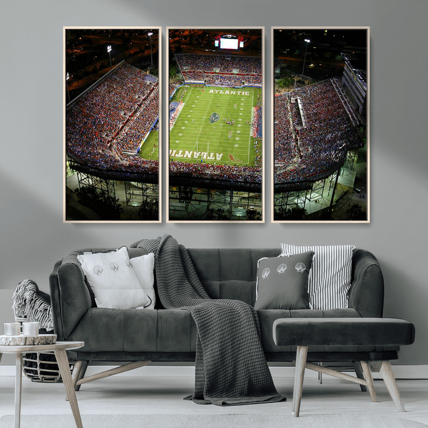 MGV-FC-48X32-3P - Florida Atlantic University Owls Football Team Print - Boca Raton FAU Stadium Wall Art Canvas Print