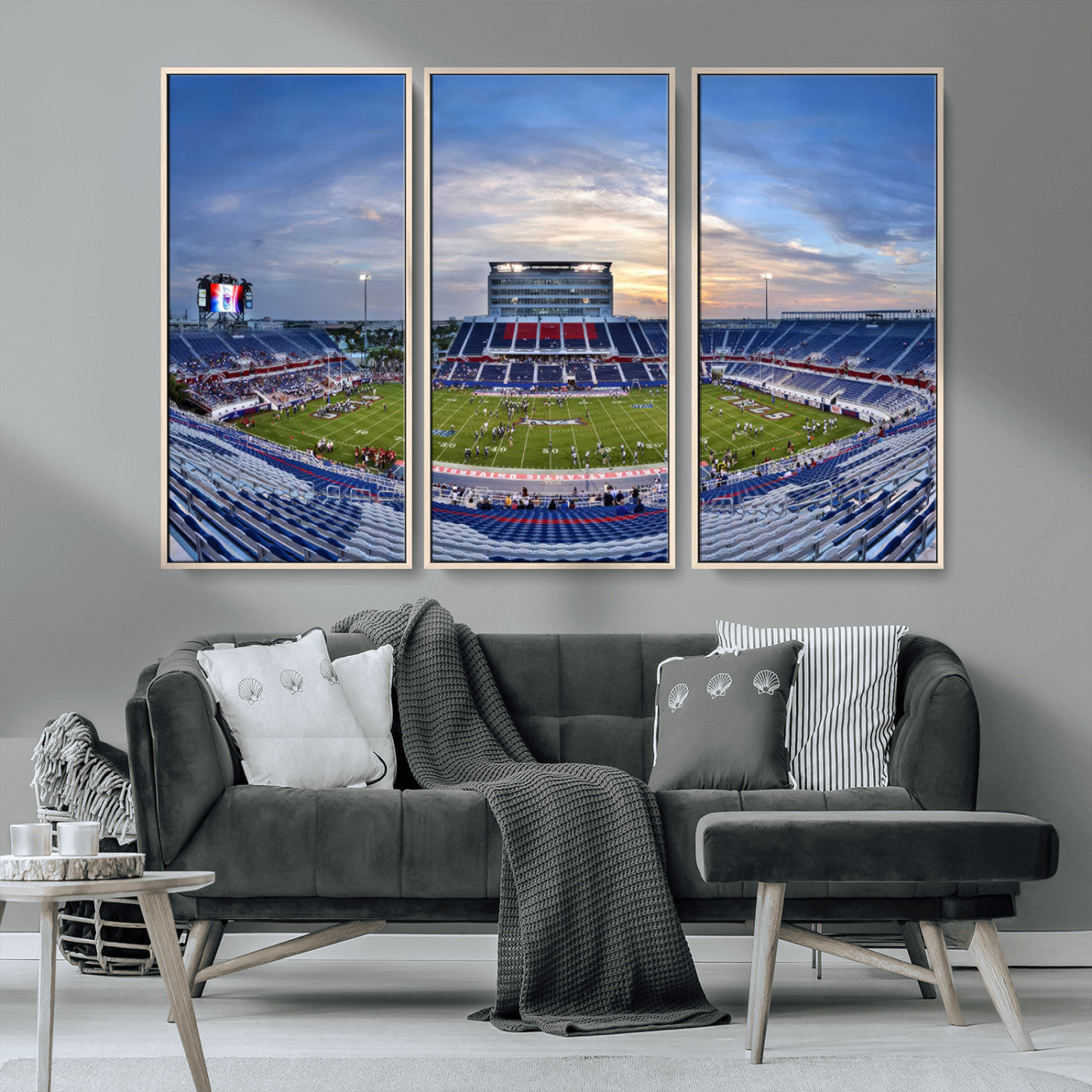 MGV-FC-48X32-3P - Florida Atlantic University Owls Football Team Print - Boca Raton FAU Stadium Wall Art Canvas Print