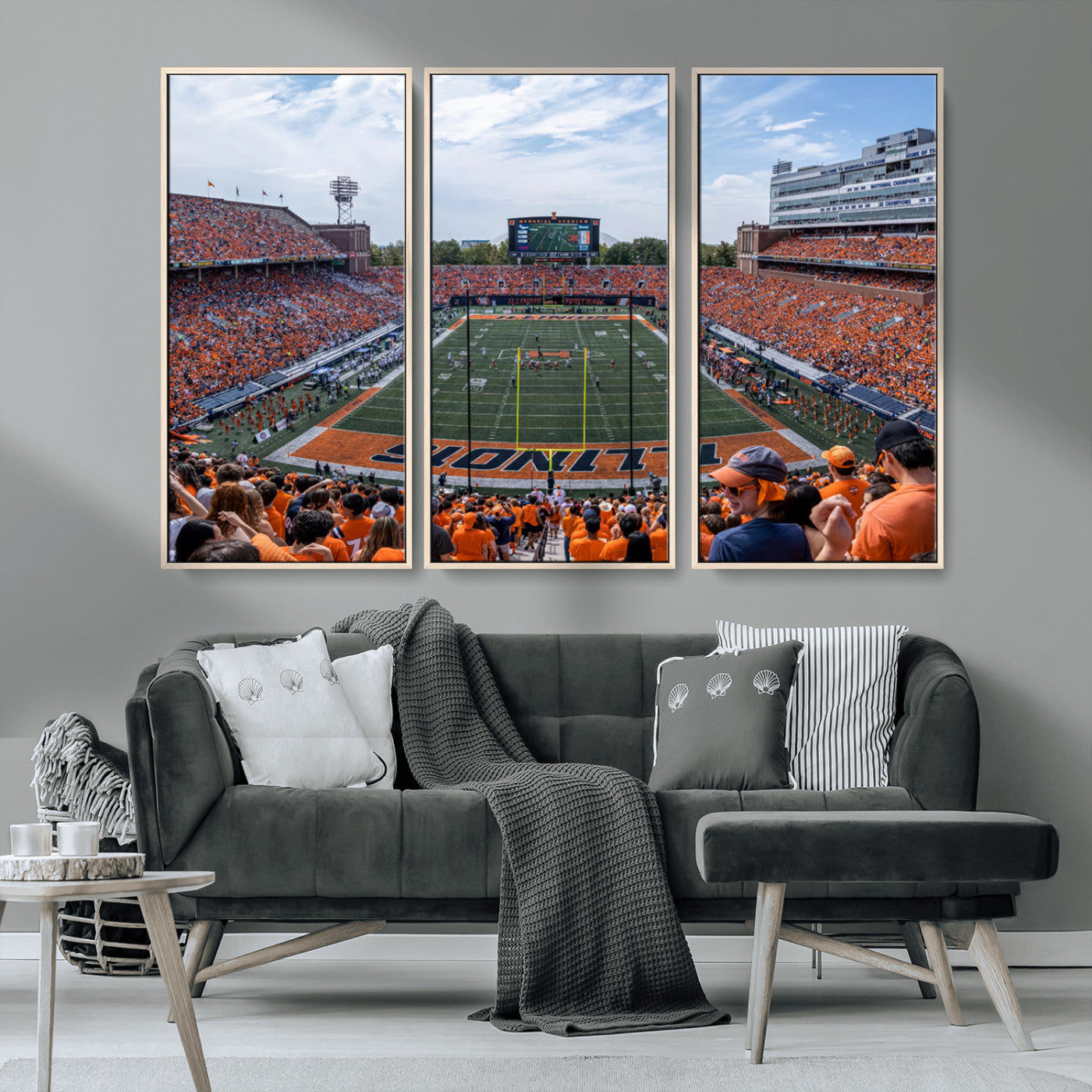 MGV-FC-48X32-3P - University of Illinois Fighting Illini Football Team Print Canvas - Champaign Illinois Memorial