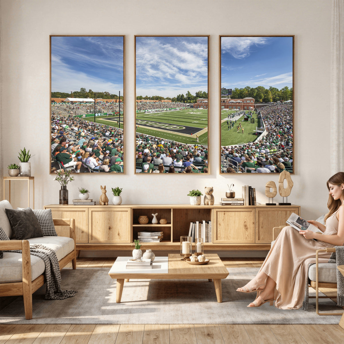 67799-MGV-CV-36X24 - University of Charlotte 49ers Football Team Print - Charlotte Jerry Richardson Stadium Canvas Print