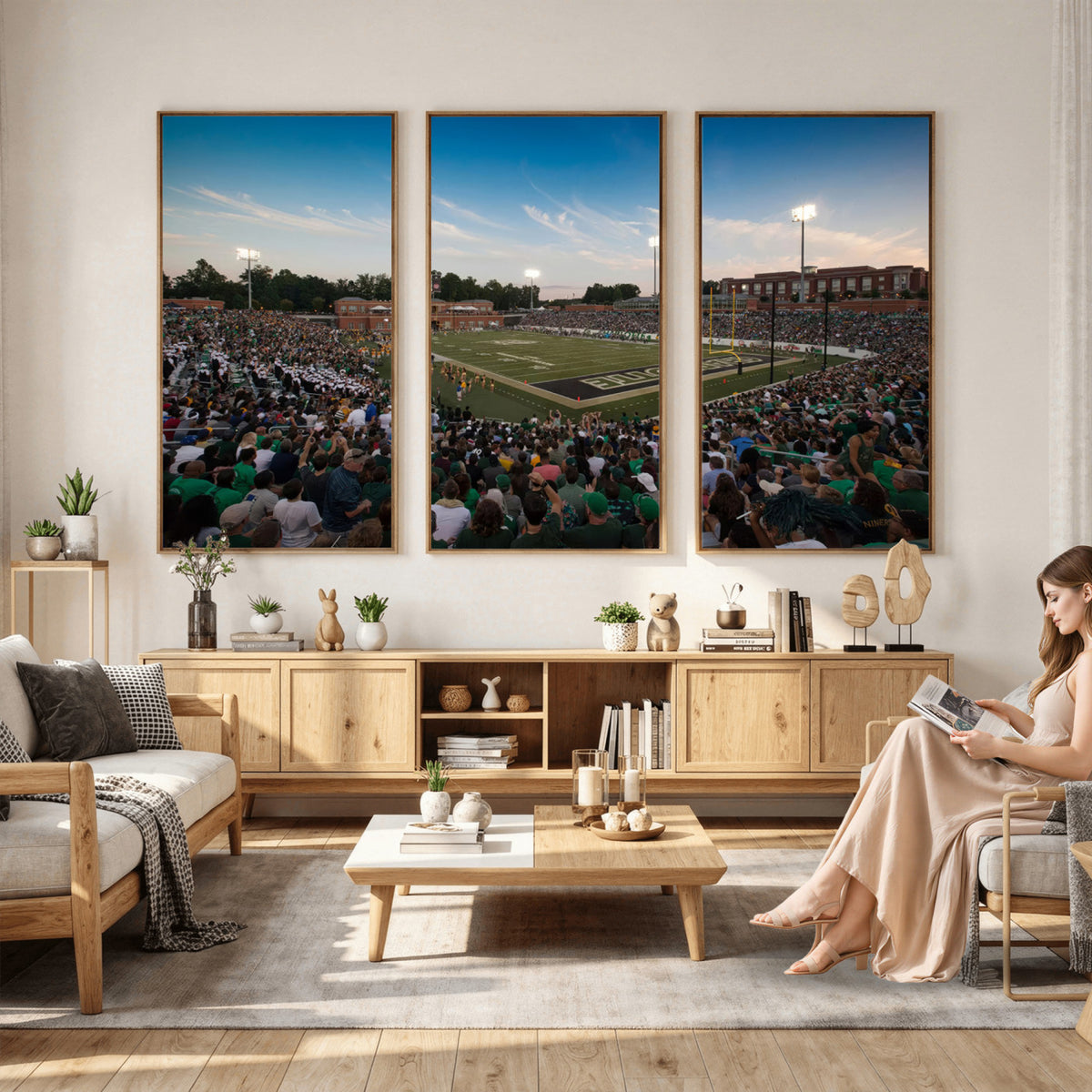 12290-MGV-CV-36X24 - University of Charlotte 49ers Football Team Print - Charlotte Jerry Richardson Stadium Wall Art