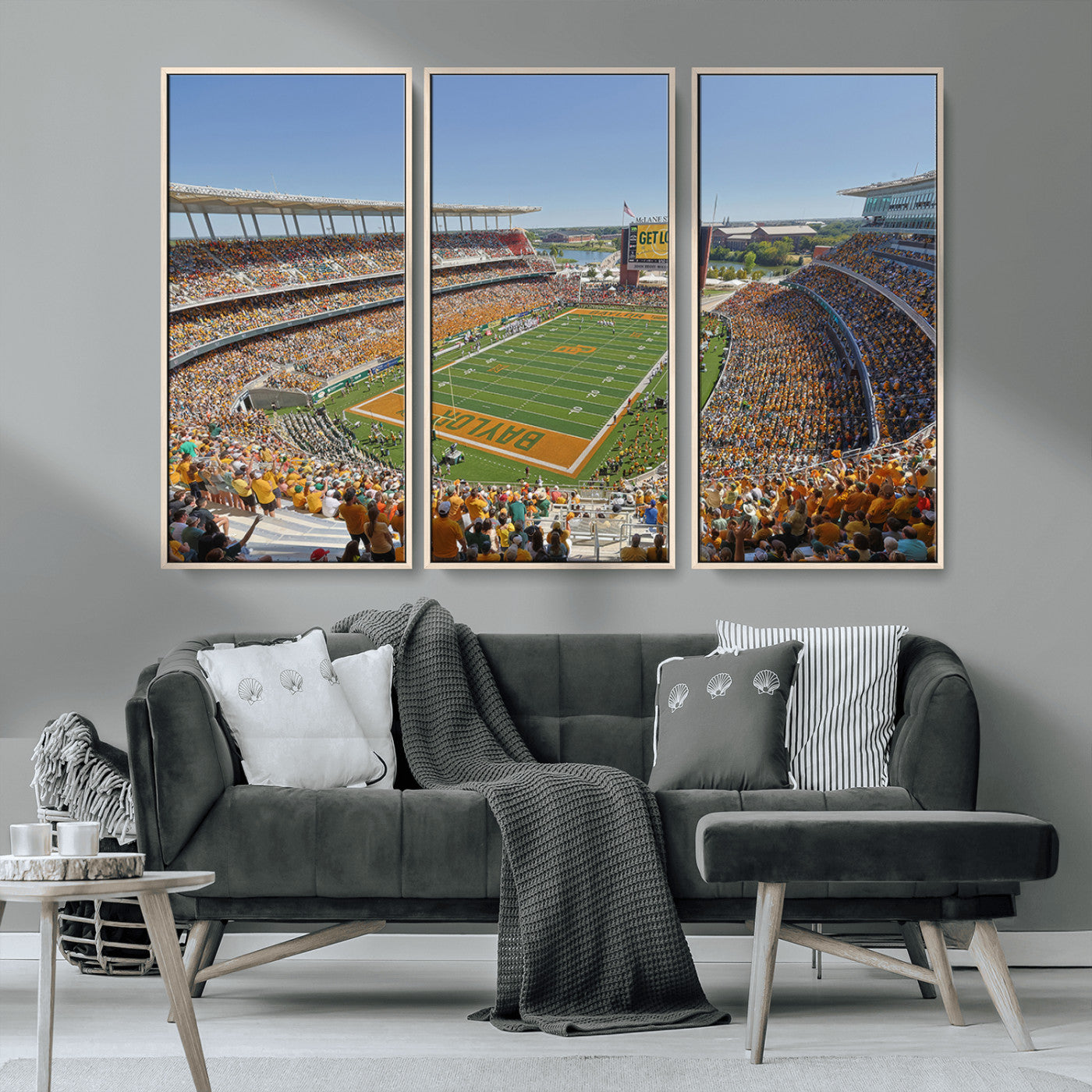 MGV-FC-48X32-3P - Baylor University Bears Football Team Print - Waco McLane Stadium Wall Art Canvas Print
