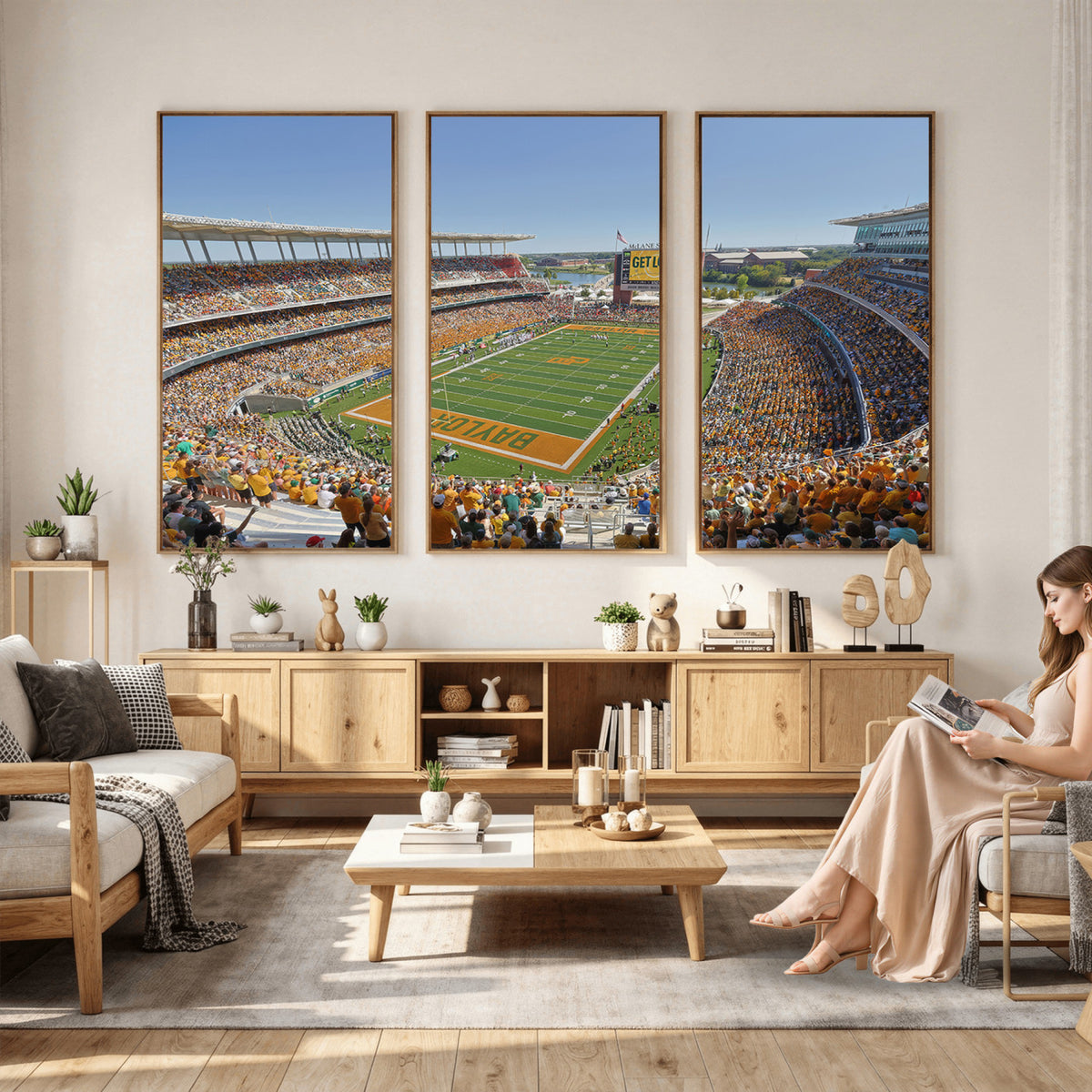 49912-MGV-CV-36X24 - Baylor University Bears Football Team Print - Waco McLane Stadium Wall Art Canvas Print