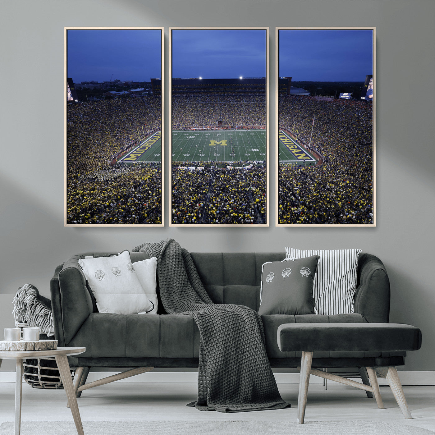 MGV-FC-48X32-3P - University of Michigan Wolverines Football Team Print - Ann Arbor Michigan Stadium Wall Art Canvas