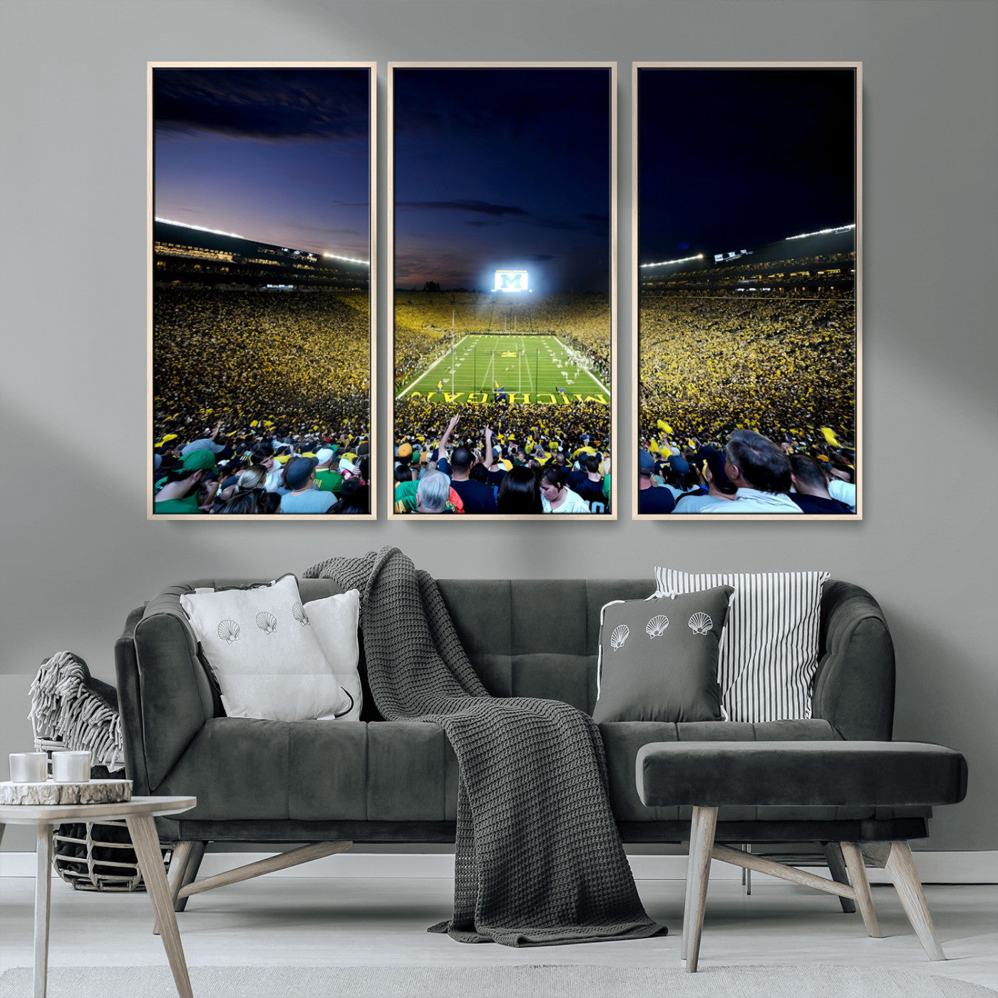 MGV-FC-48X32-3P - University of Michigan Wolverines Football Team Print - Ann Arbor Michigan Stadium Canvas Print