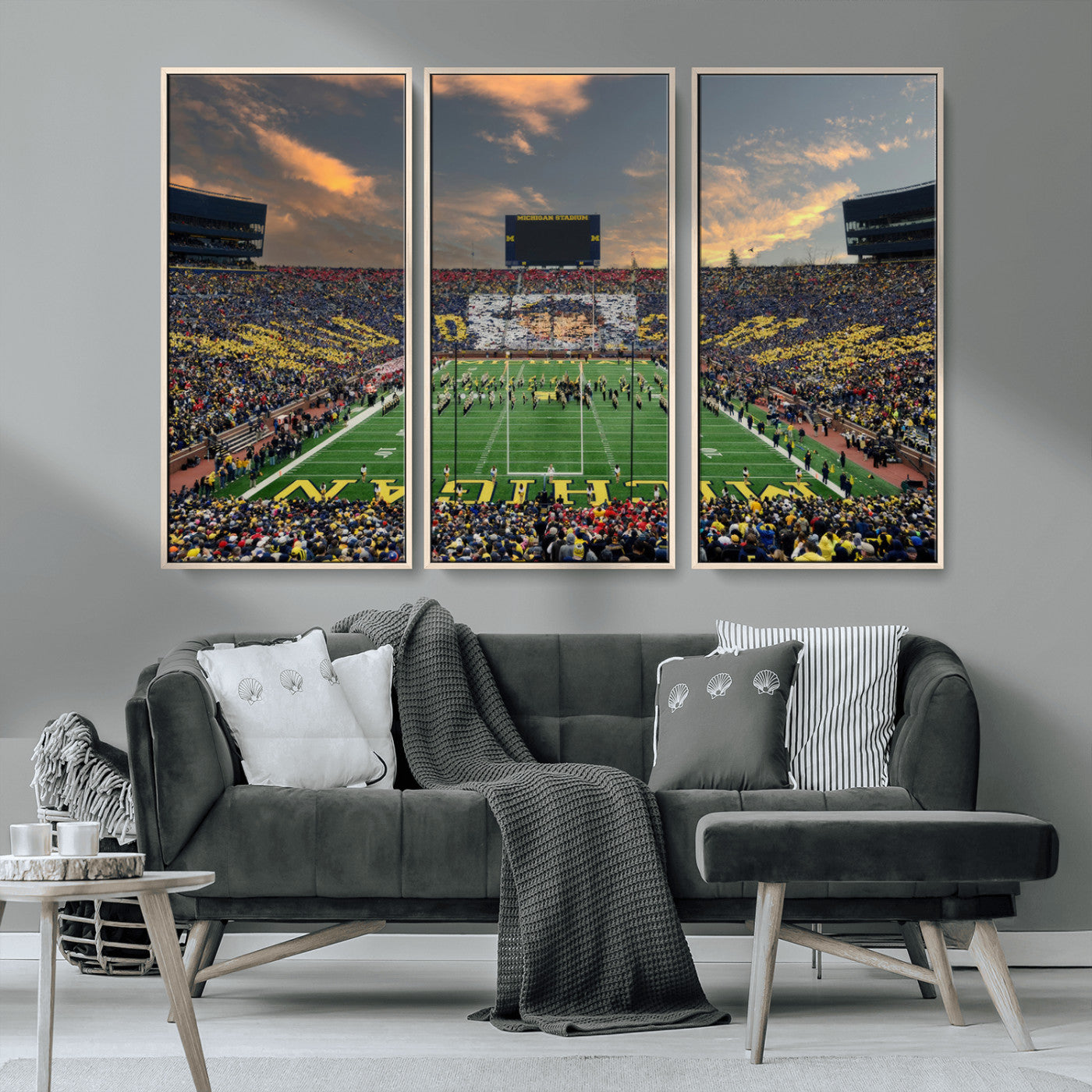 MGV-FC-48X32-3P - University of Michigan Wolverines Print Canvas, Football Team Print - Ann Arbor Michigan Stadium