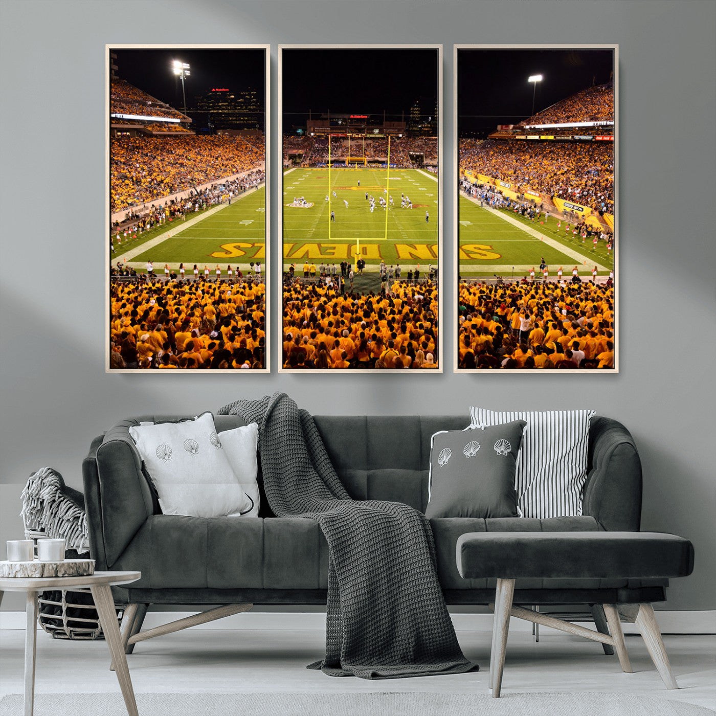 MGV-FC-48X32-3P - ASU Sun Devils Football Team Print - Phoenix Mountain America Stadium Wall Art Canvas Print