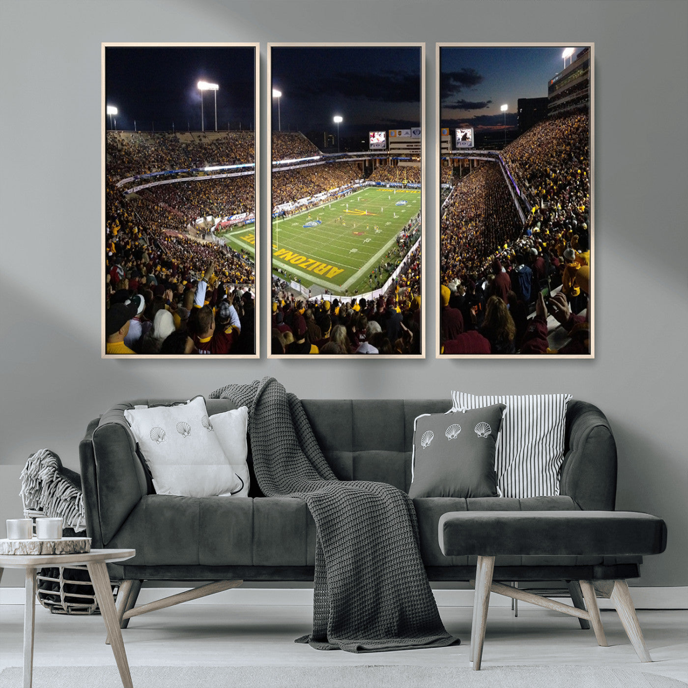 MGV-FC-48X32-3P - ASU Sun Devils Football Team Print Canvas - Phoenix Mountain America Stadium Wall Art Canvas Print