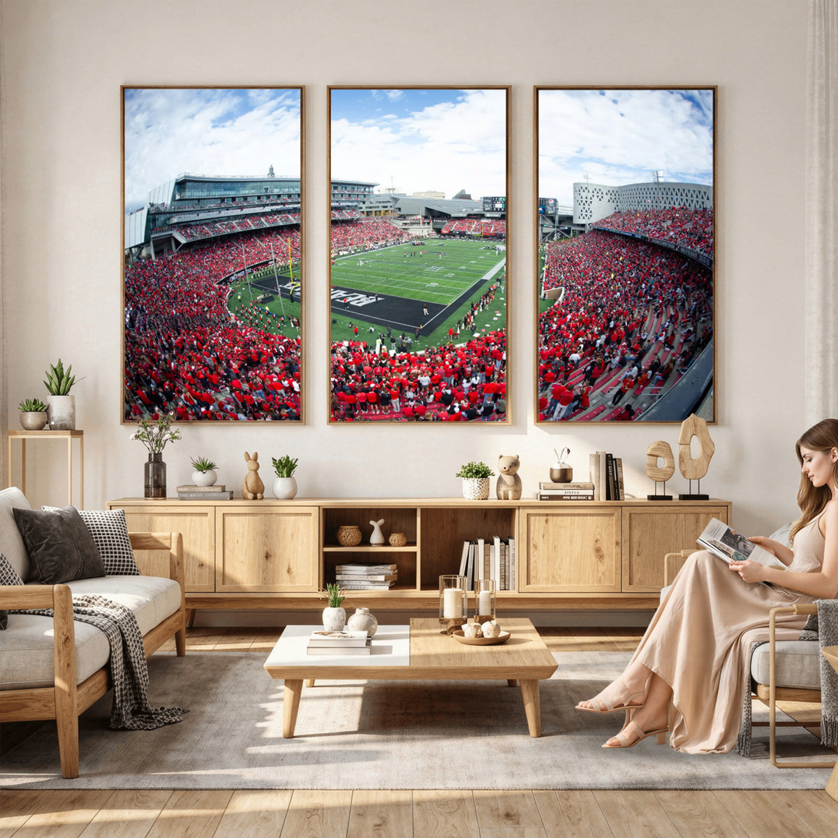 54070-MGV-CV-36X24 - Cincinnati Bearcats Football Team Print - Nippert Stadium Wall Art Canvas Print