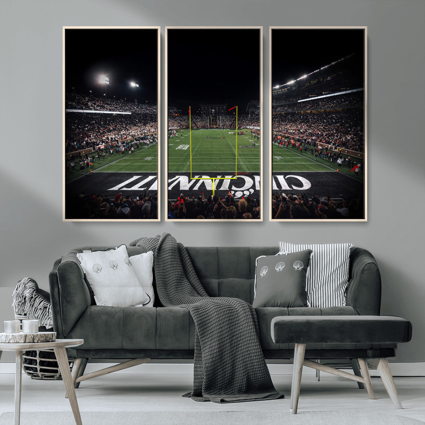 MGV-FC-48X32-3P - Cincinnati Bearcats Football Team Print - Nippert Stadium Wall Art Canvas Print