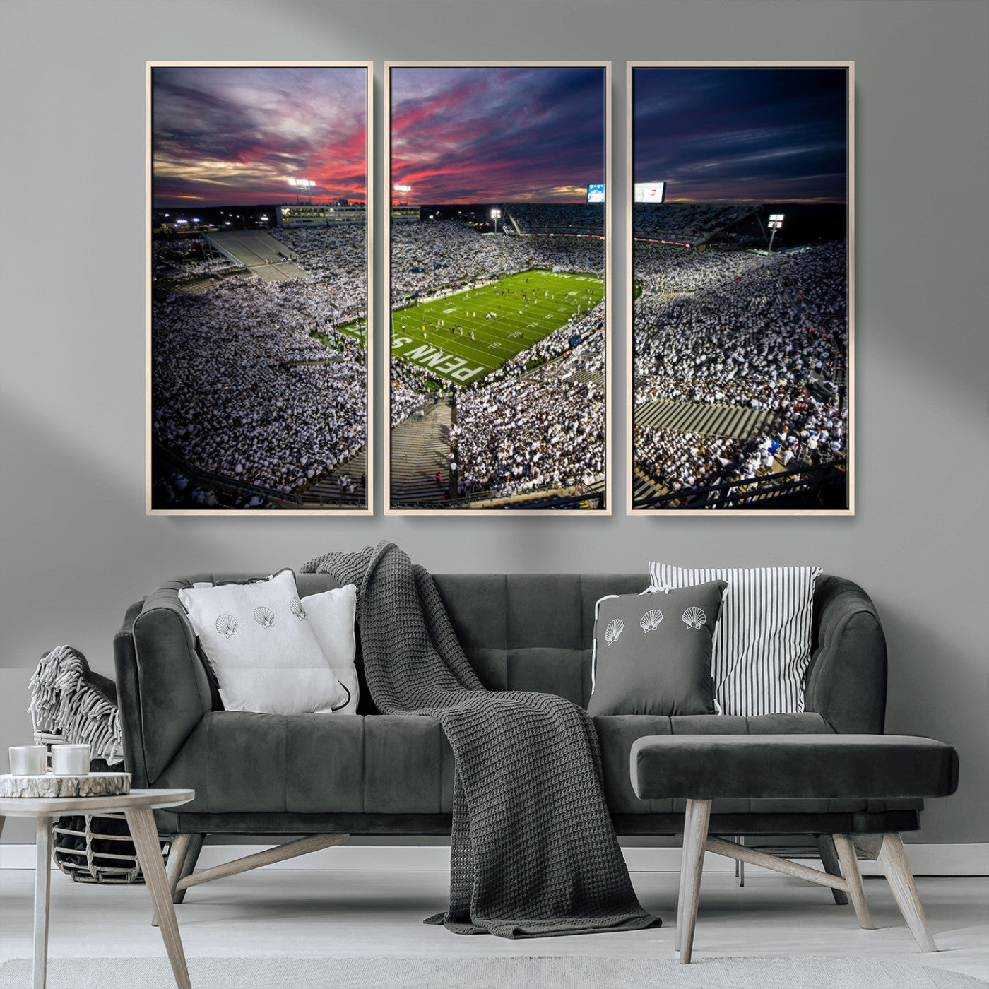MGV-FC-48X32-3P - Penn State Nittany Lions Football Team Print - University Park Beaver Stadium Art Canvas Print