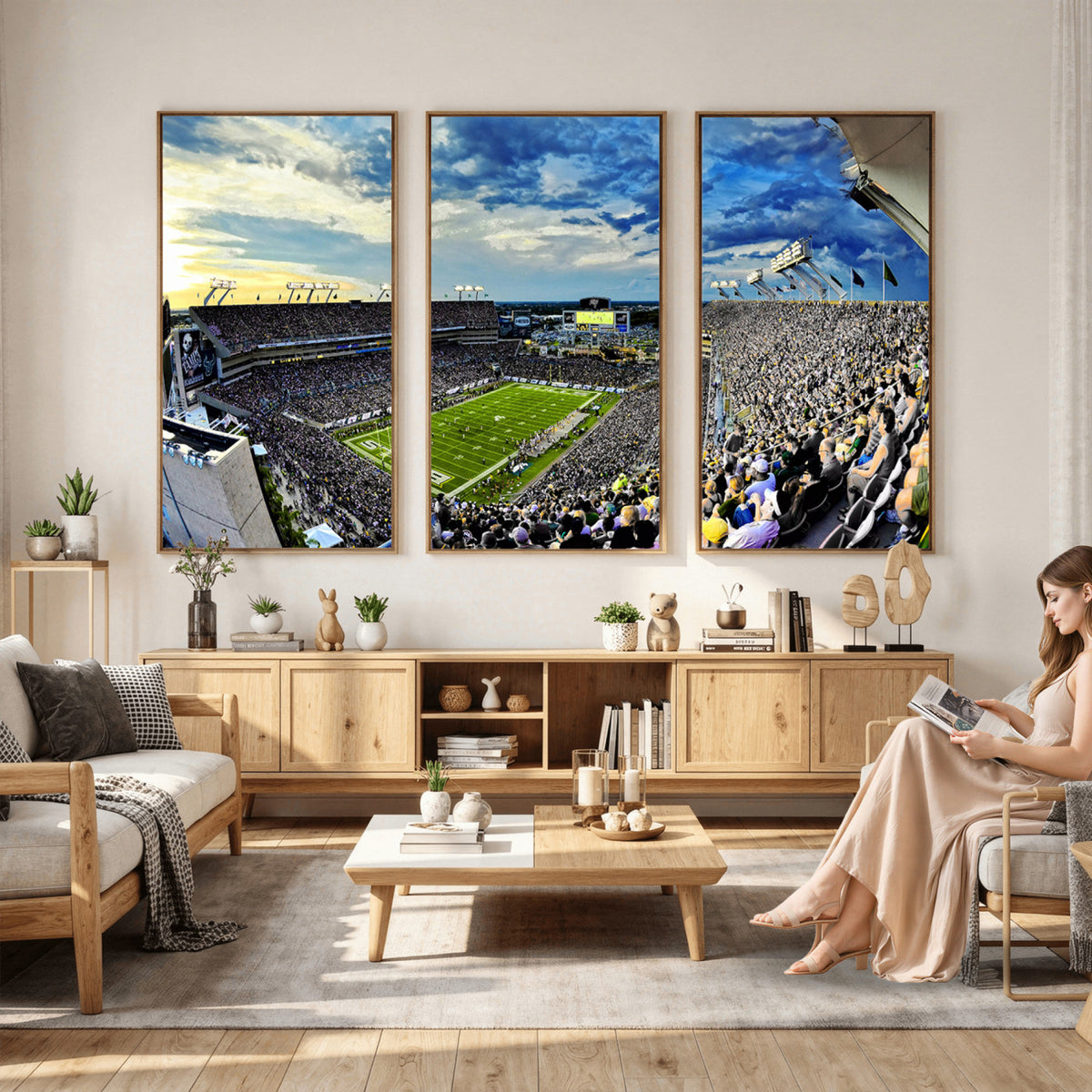 23788-MGV-CV-36X24 - Framed USF Bulls Football Team Print - Tampa Raymond James Stadium Wall Art Canvas Print