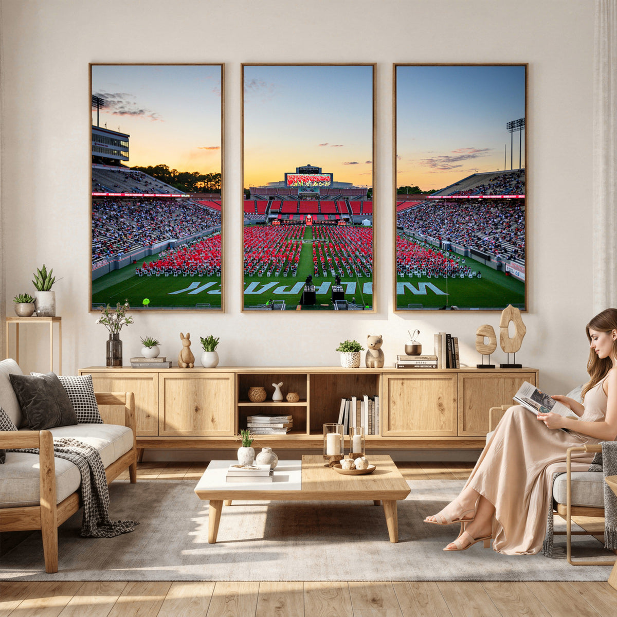 35266-MGV-CV-36X24 - NC State Wolfpack Football Team Print Wall Art - Raleigh Carter-Finley Stadium Wall Art Canvas Print