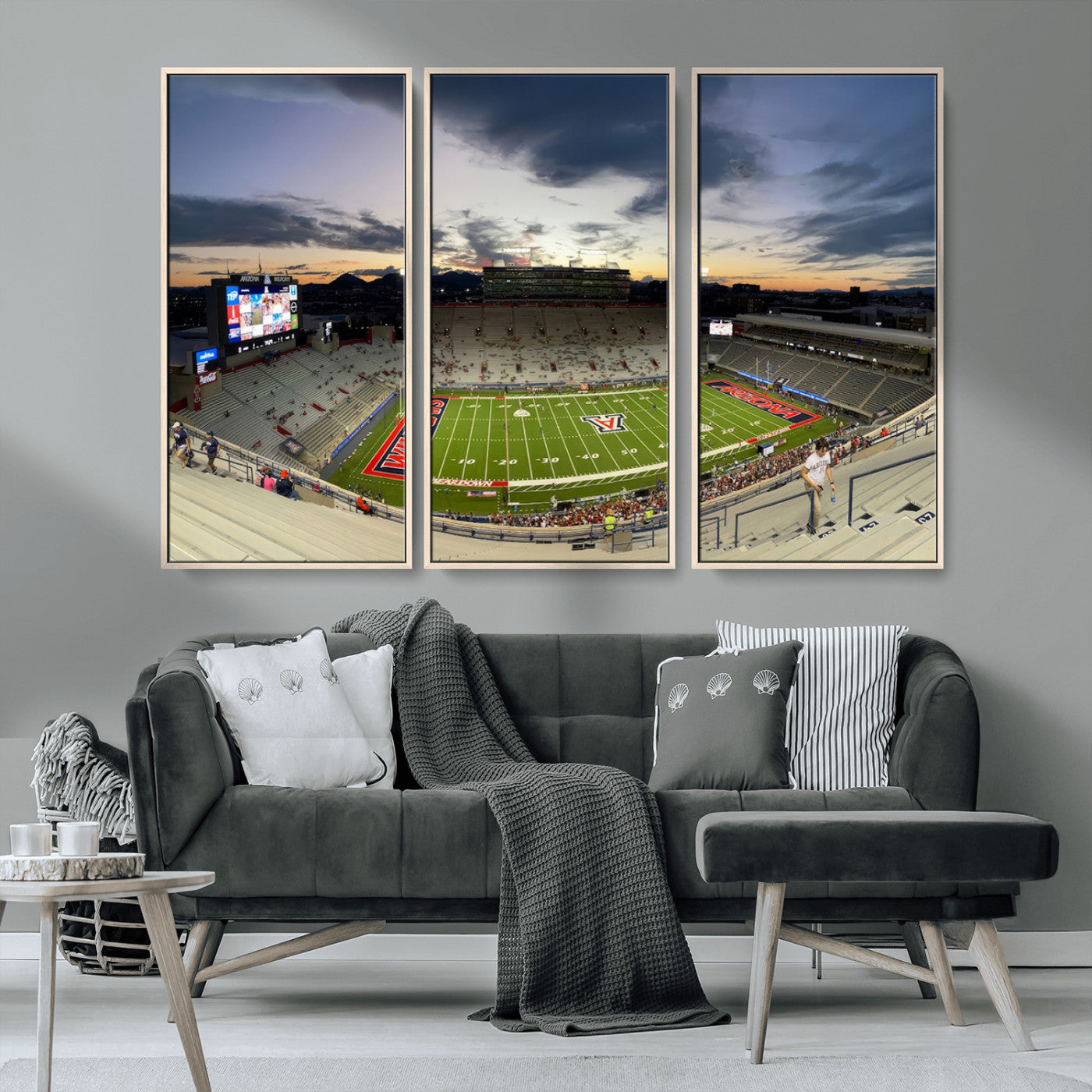 MGV-FC-48X32-3P - Arizona Wildcats Football Team Print - Tucson Arizona Stadium Wall Art Canvas Print