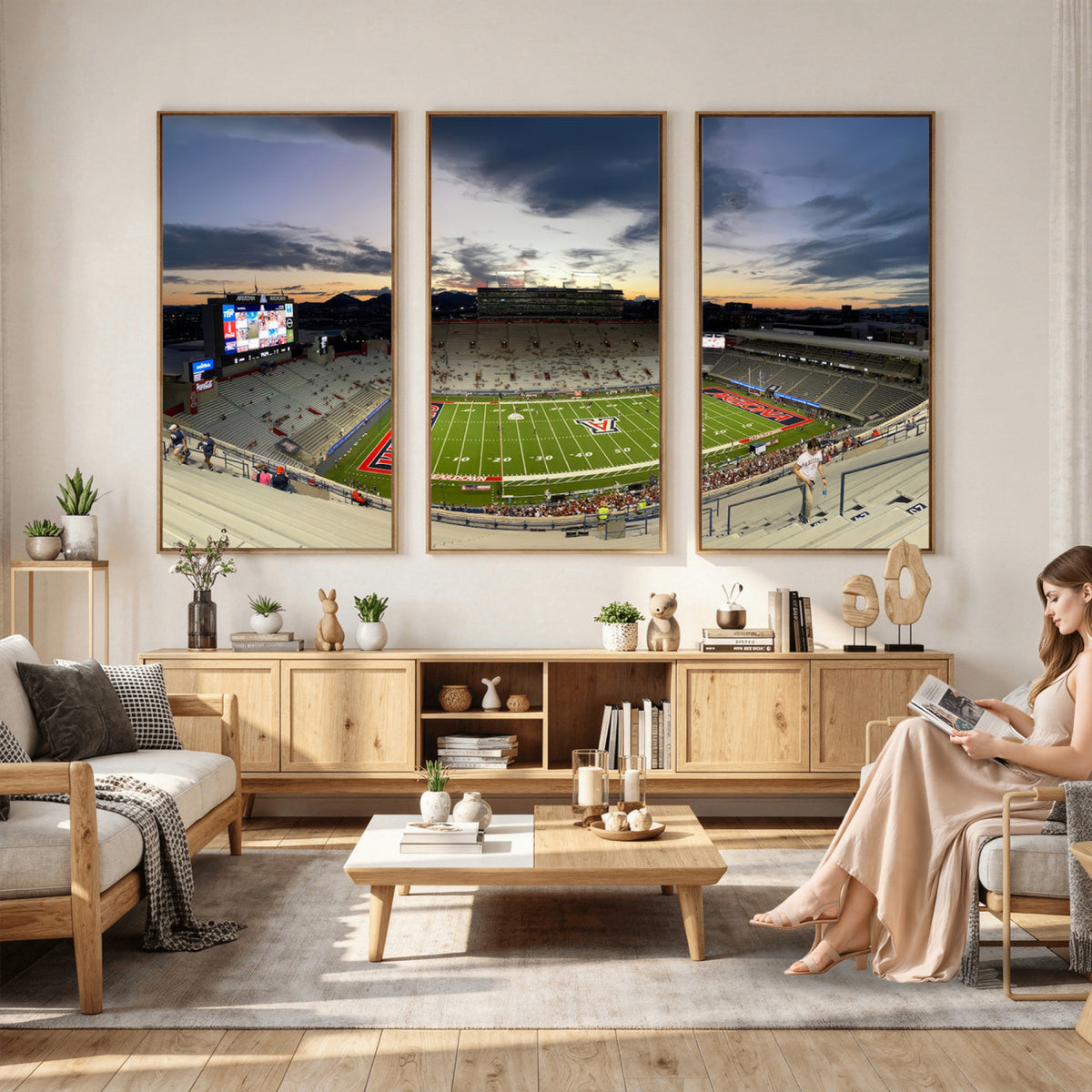 24339-MGV-CV-36X24 - Arizona Wildcats Football Team Print - Tucson Arizona Stadium Wall Art Canvas Print