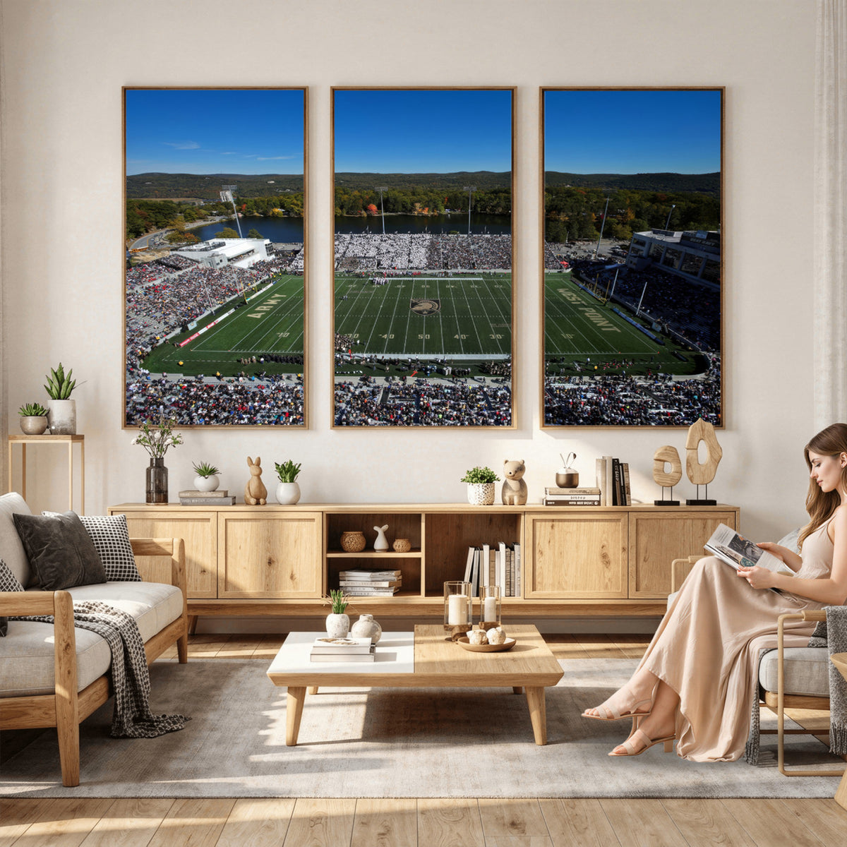52056-MGV-CV-36X24 - Army Black Knights Football Team Print - West Point Michie Stadium Wall Art Canvas Print