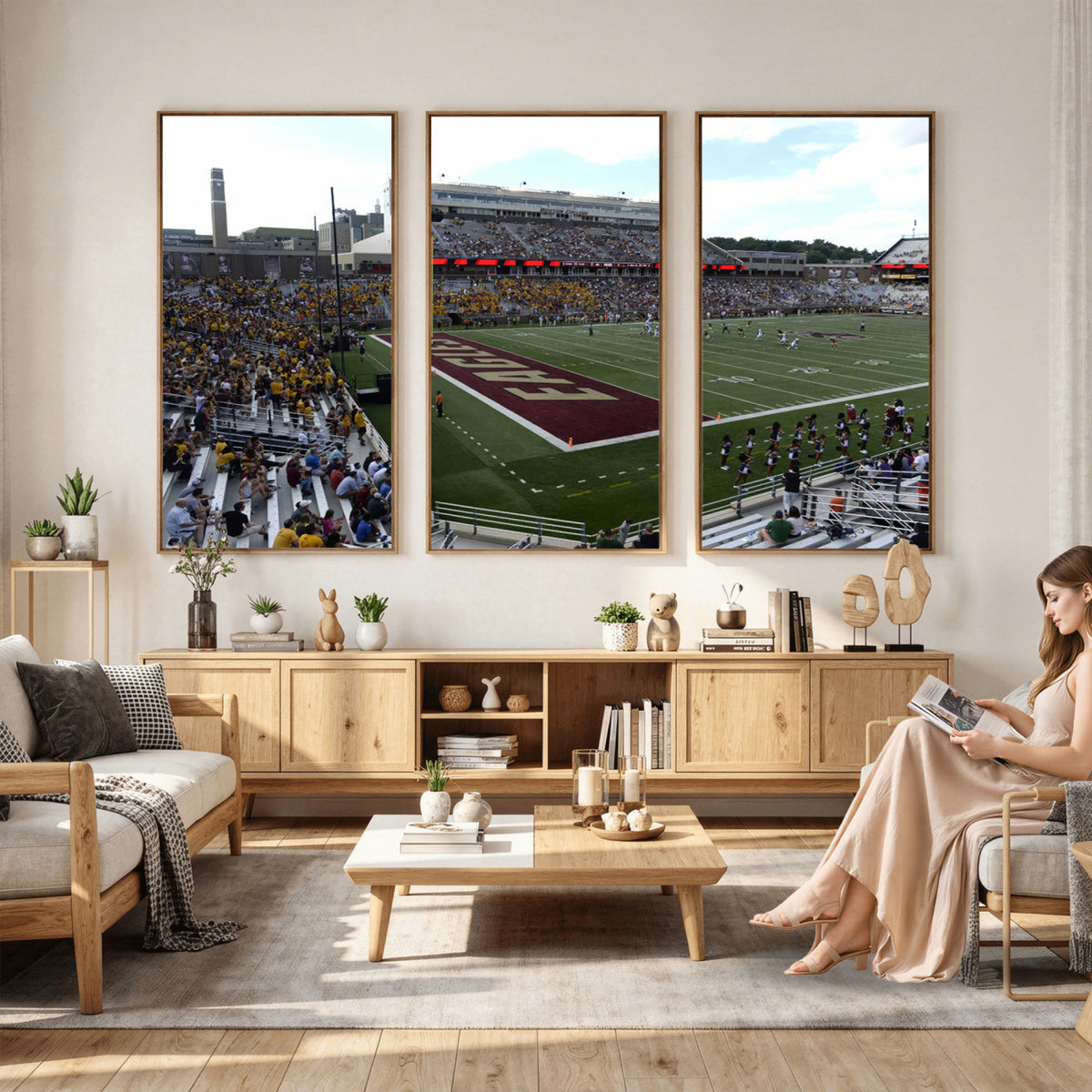 61503-MGV-CV-36X24 - Boston College Eagles Football Team Print - Boston Alumni Stadium Wall Art Canvas Print