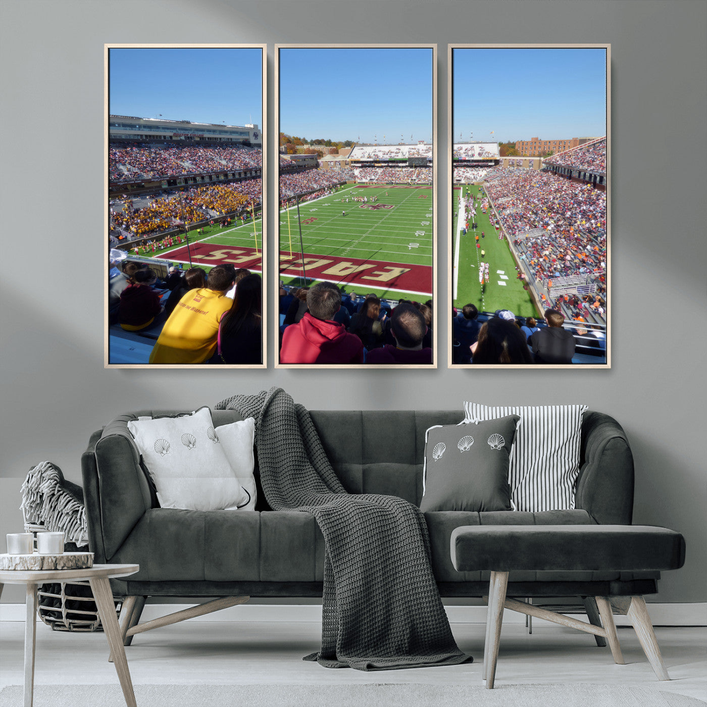 MGV-FC-48X32-3P - Boston College Eagles Football Team Print - Boston Alumni Stadium Wall Art Canvas Print