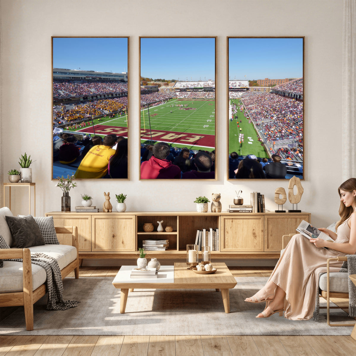 78117-MGV-CV-36X24 - Boston College Eagles Football Team Print - Boston Alumni Stadium Wall Art Canvas Print