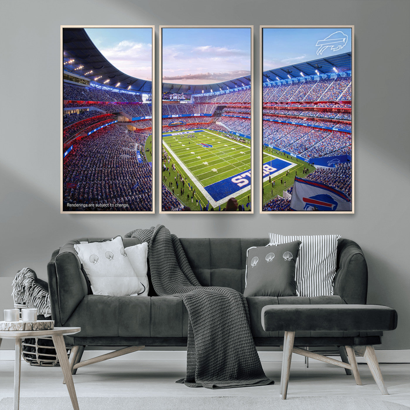 MGV-FC-48X32-3P - Buffalo Bills Football Team Print Canvas - Buffalo Highmark Stadium Wall Art Canvas Print