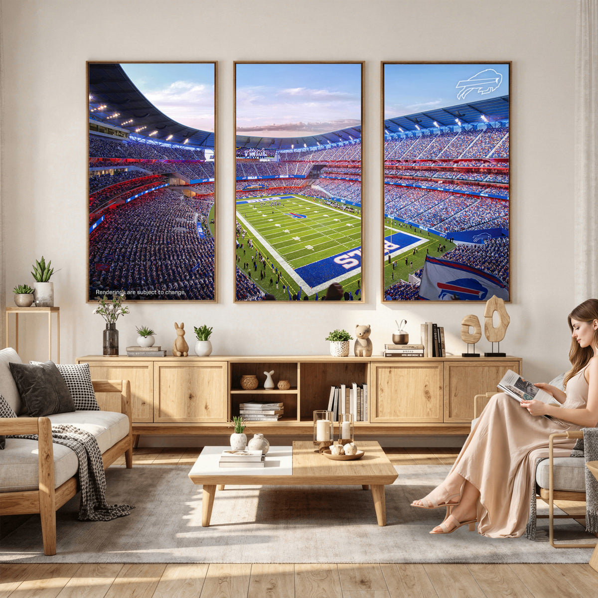 57873-MGV-CV-36X24 - Buffalo Bills Football Team Print Canvas - Buffalo Highmark Stadium Wall Art Canvas Print