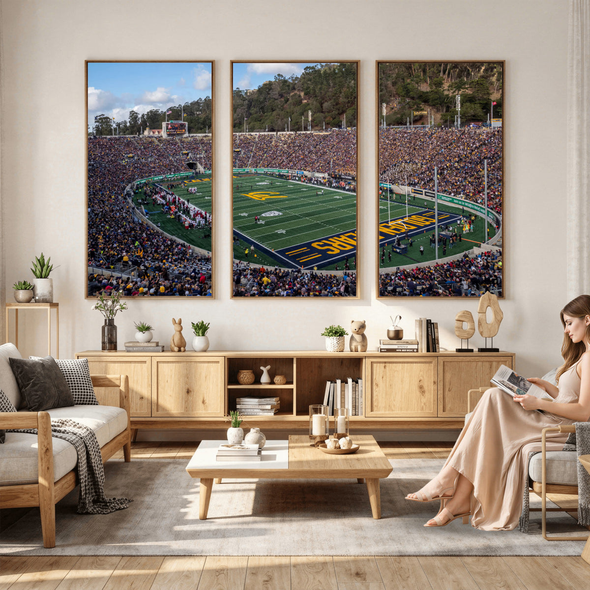38054-MGV-CV-36X24 - University of California Golden Bears Football Team Print - Berkeley California Memorial Stadium Art