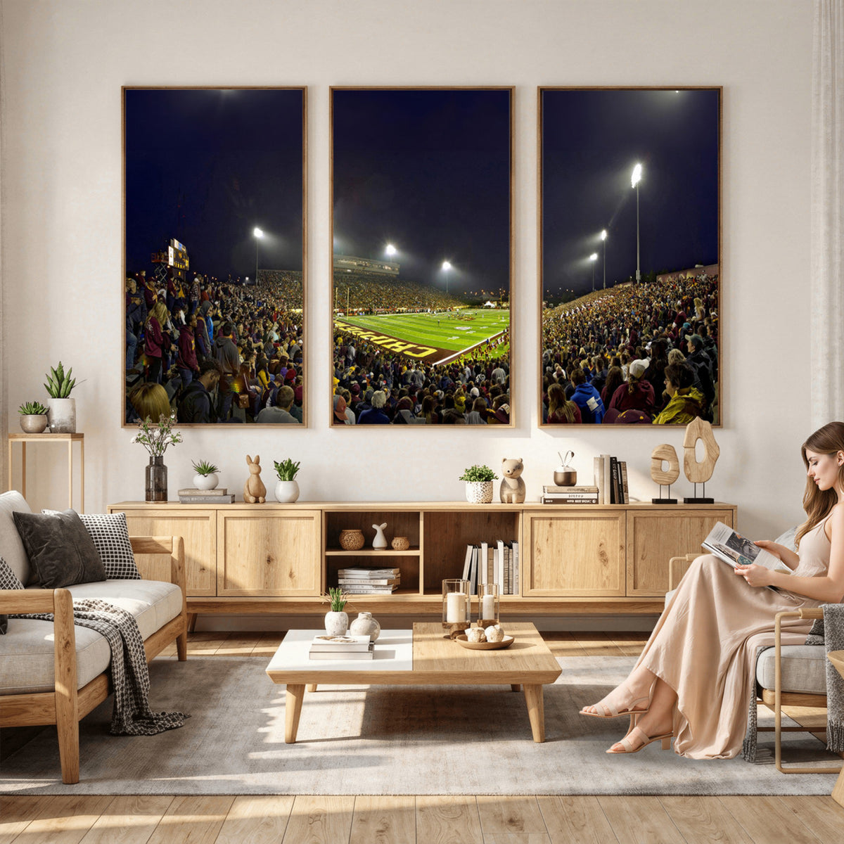 45619-MGV-CV-36X24 - Central Michigan University Chippewas Canvas Wall Art, Football Team Print - Mount Pleasant