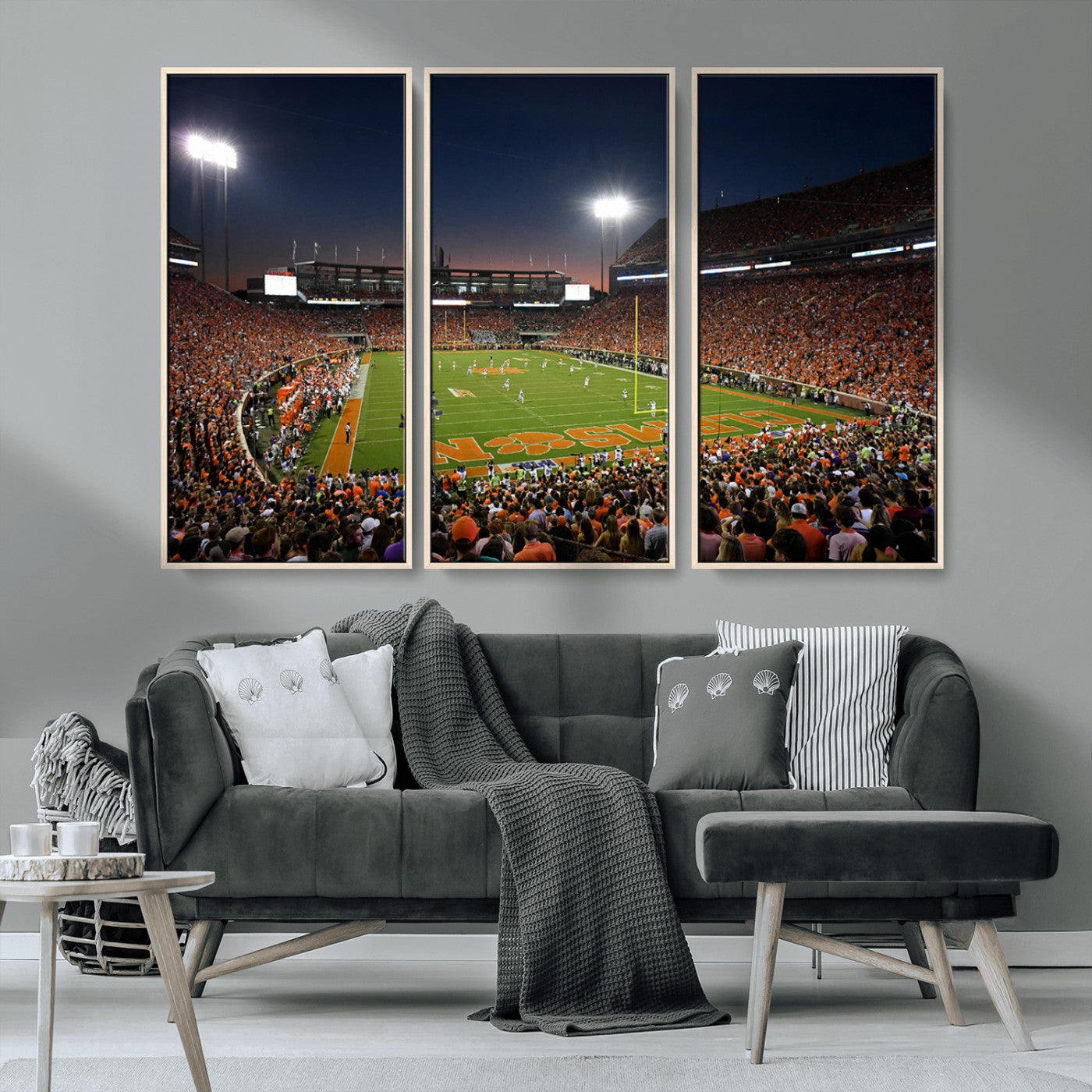 MGV-FC-48X32-3P - Clemson University Tigers Art Print, Football Team Print - Clemson Memorial Stadium Wall Art Canvas