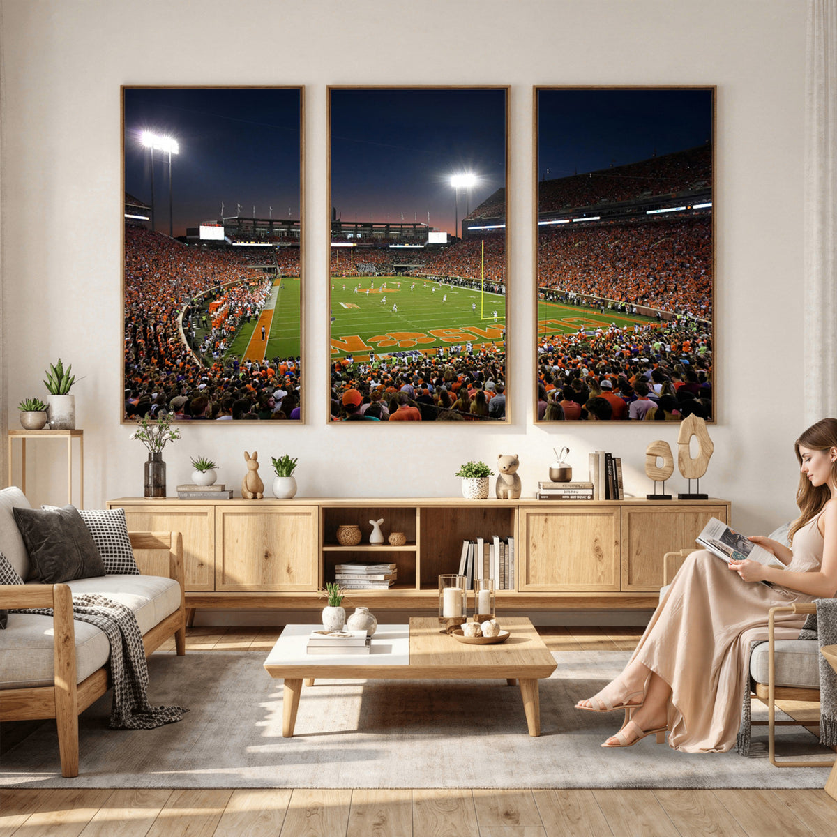 32340-MGV-CV-36X24 - Clemson University Tigers Art Print, Football Team Print