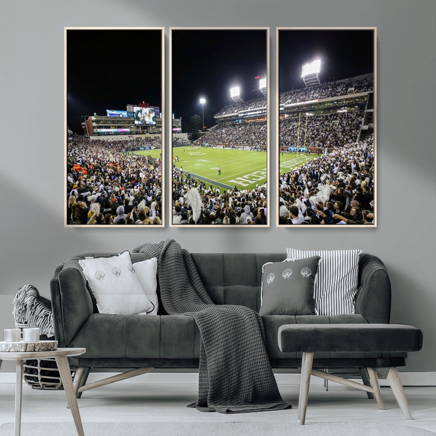 MGV-FC-48X32-3P - Georgia Tech Yellow Jackets Football Team Print - Atlanta Bobby Dodd Stadium Wall Art Canvas Print