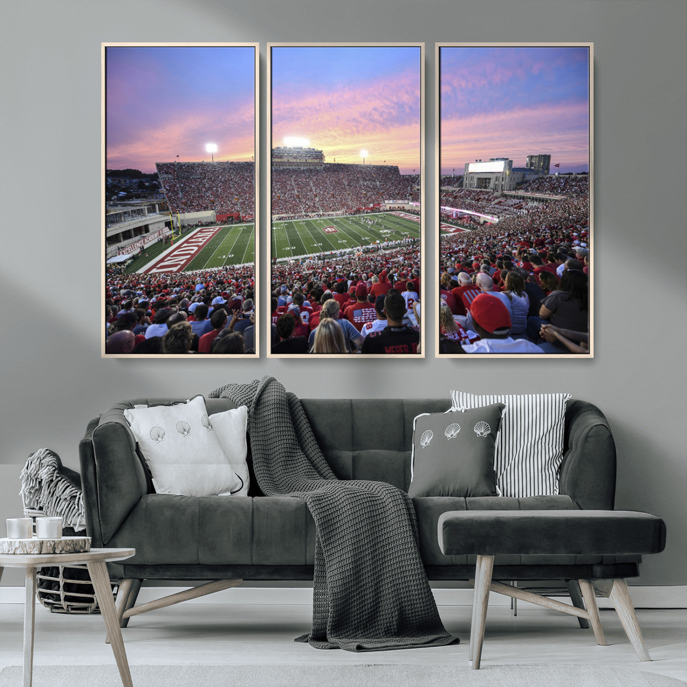 MGV-FC-48X32-3P - Indiana University Hoosiers Football Team Print - Bloomington Memorial Stadium Wall Art Canvas Print
