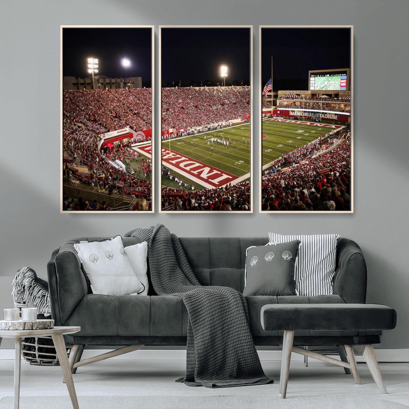 MGV-FC-48X32-3P - Indiana University Hoosiers Football Team Print Canvas - Bloomington Memorial Stadium Wall Art