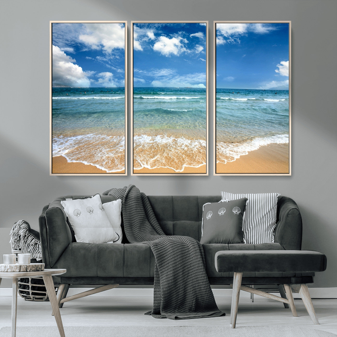 MGV-FC-48X32-3P - Sea View From the Beach Canvas Print
