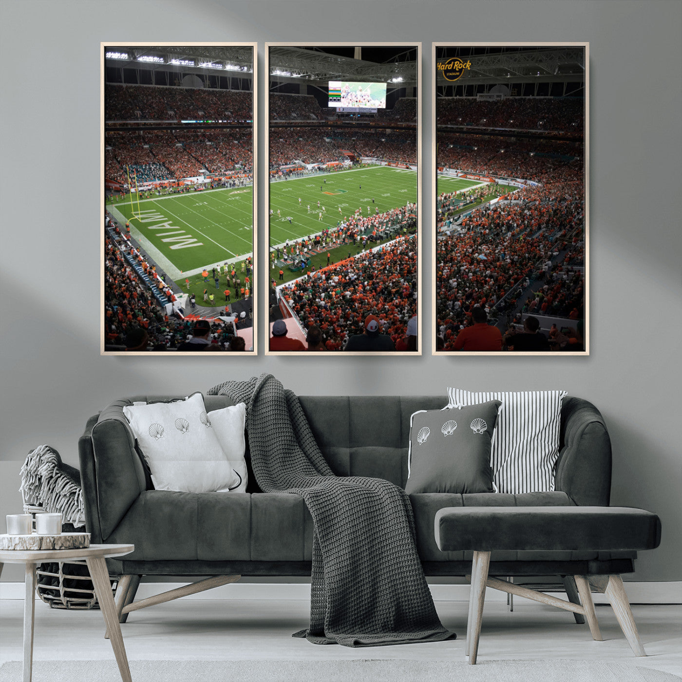 MGV-FC-48X32-3P - Miami Hurricanes Football Team Print Canvas- Miami Hard Rock Stadium Wall Art Canvas Print
