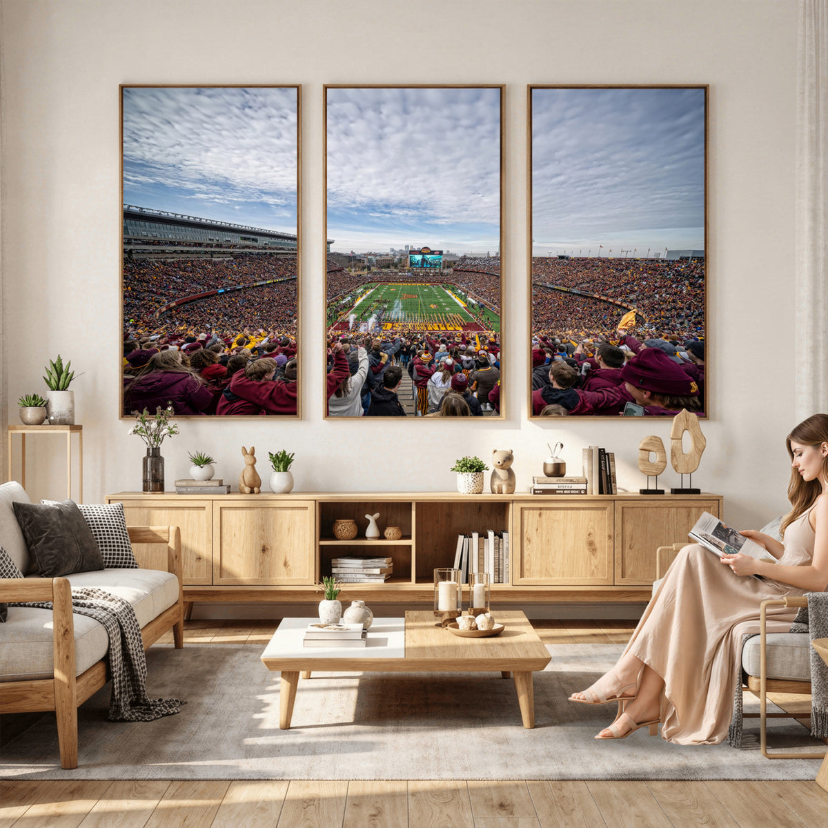 38459-PAN-FL-20X10 - University of Minnesota Golden Gophers Football Team Print - Minneapolis Huntington Bank Stadium Art