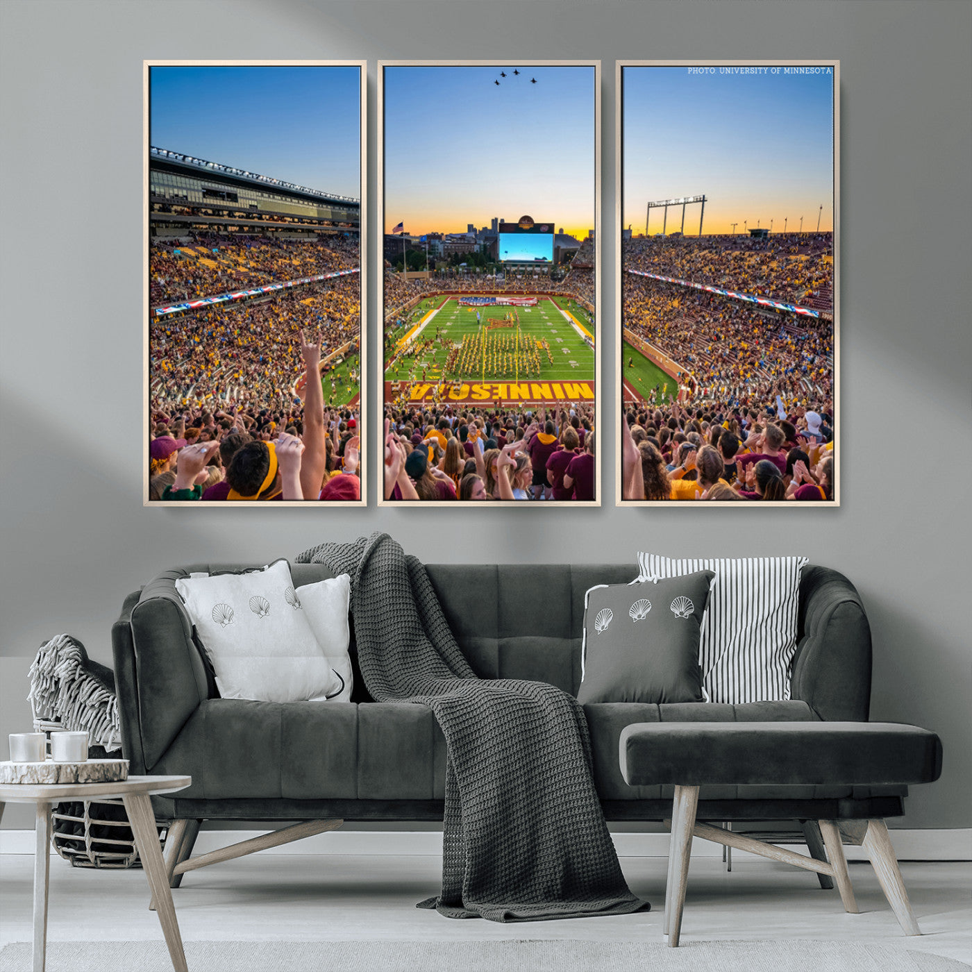 MGV-FC-48X32-3P - University of Minnesota Golden Gophers Football Team Print - Minneapolis Huntington Bank Stadium