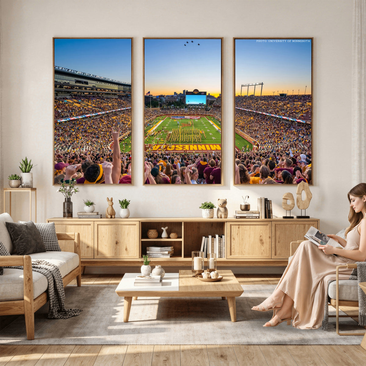 63452-PAN-FL-20X10 - University of Minnesota Golden Gophers Football Team Print - Minneapolis Huntington Bank Stadium