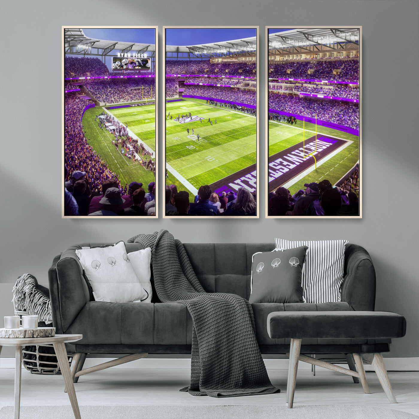 MGV-FC-48X32-3P - Northwestern University Wildcats Football Team Print - Evanston Ryan Field Wall Art Canvas Print